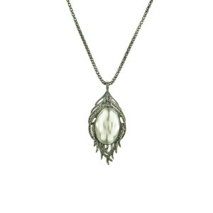Black Diamante White Moonstone Necklace