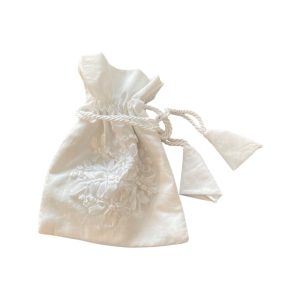 White Satin Ribbon Drawstring Bag