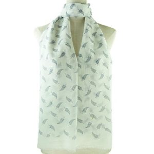 White Fern Design Scarf