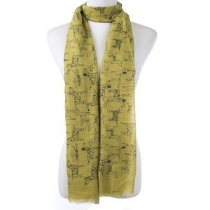 Scarf – Dalmations & Dachshunds on Olive Green