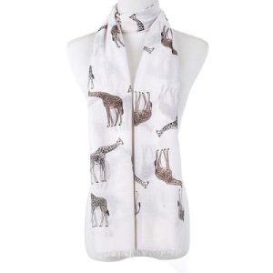 Giraffes Design on Beige Scarf