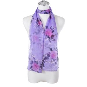Lilac Floral Pattern Lightweight Scarf