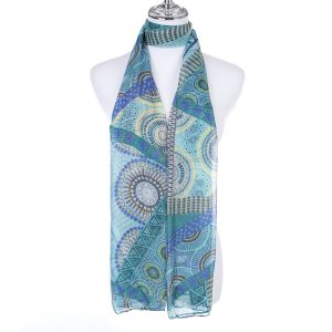 Teal Mosaic Lightweight Scarf