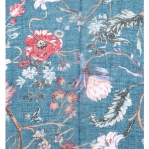 Teal Floral Pattern Lightweight Scarf