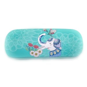 Aqua Elephant Glasses Case