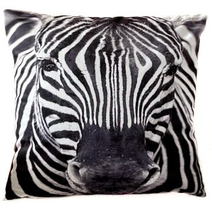 Zebra Close Up Velvet Cushion