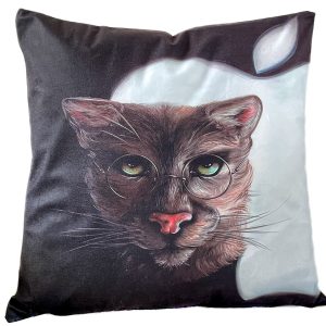 Cat With Glasses Velvet Cushion