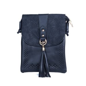 Black Lace Pattern Flower Crossbody Bag