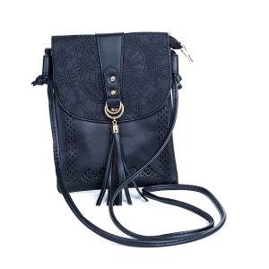 Black Lace Pattern Flower Crossbody Bag