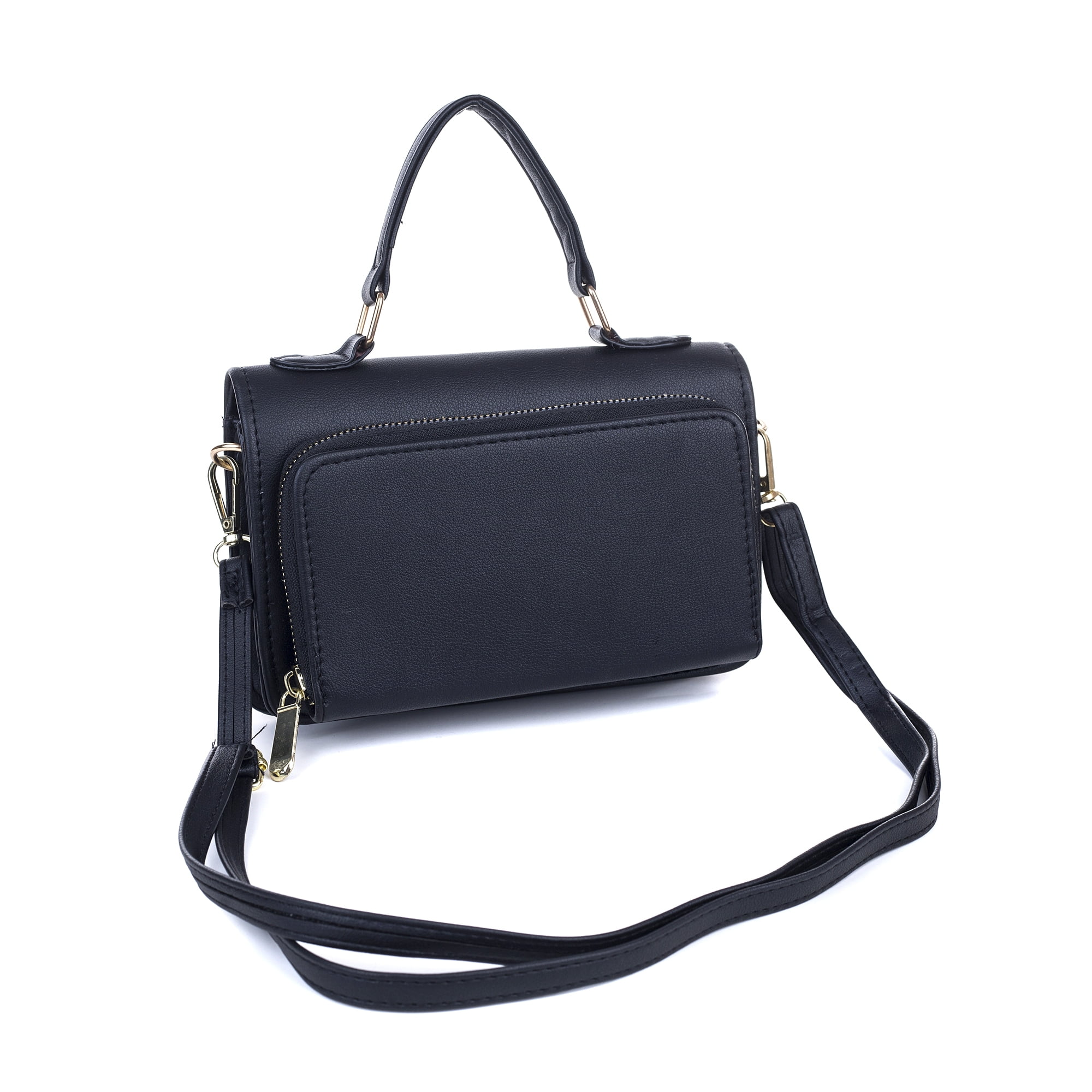 Designer Black Shoulder Bag with Side Wallet - The Specialty House