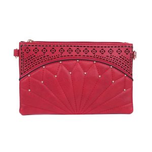 Red Studded Mosaic Shoulder Bag