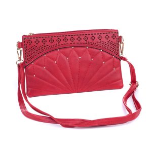Red Studded Mosaic Shoulder Bag