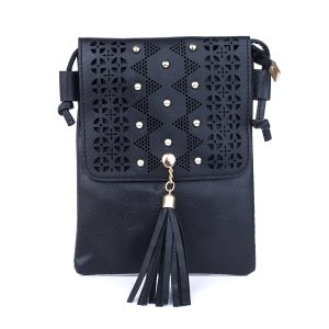 Black Mosaic Stud Patterned Crossbody Bag
