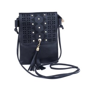 Black Mosaic Stud Patterned Crossbody Bag