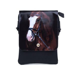 White Face Dark Brown Stallion Shoulder Bag