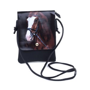 White Face Dark Brown Stallion Shoulder Bag