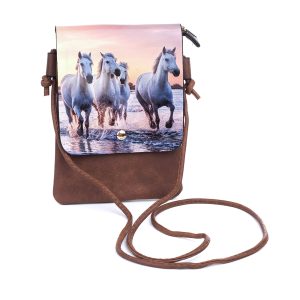 Stallions Galloping on Beach Shoulder Bag