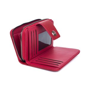 Red Leatherette Card Holder & Wallet