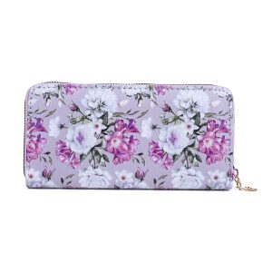 Pastel Mauve Pink Flower Zipped Wallet