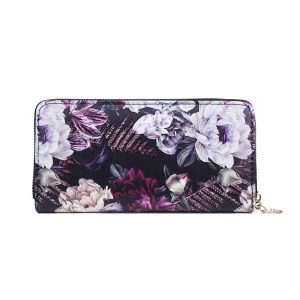 Peony Magenta &  White Flower Zipped Wallet
