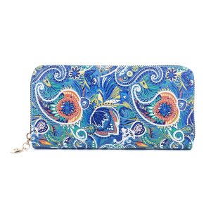 Royal Blue Paisley Design Zipped Wallet