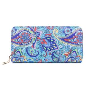 Pink / Blue Patterned Design Zipped Wallet
