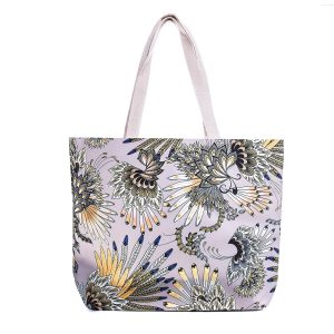 Feather Aztec Flower Beige Tote Bag