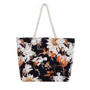 Golden Sunflowers on Black Tote Bag