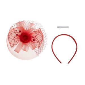 Designer Red Fascinator Headpiece