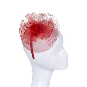 Designer Red Fascinator Headpiece