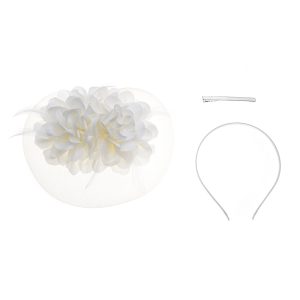 Designer Cream Flowers Fascinator