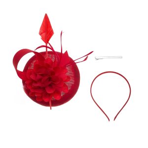 Elegant Royal Red Arrow Feather Fascinator
