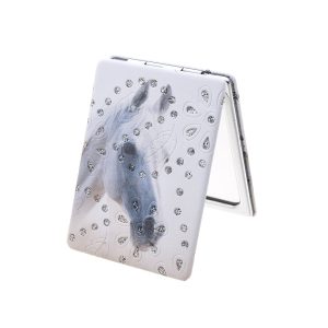 White Stallion with Diamantes Compact Mirror