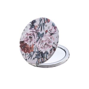 Floral Rose with Diamantes Compact Mirror