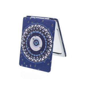 Compact Mirror – Aztec Blue with Diamantes