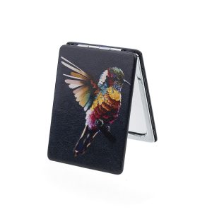 Compact Mirror – Black with Coloured Bird