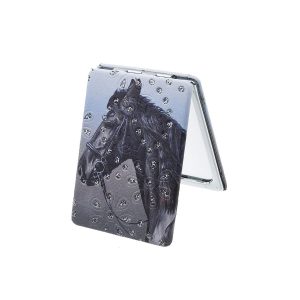 Compact Mirror – Black Horse with Diamantes