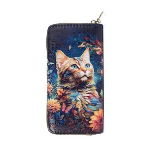 Wallet – Cat with Butterfly & Flowers