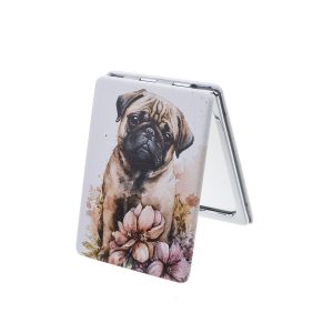 Compact Mirror – Pug & Flowers