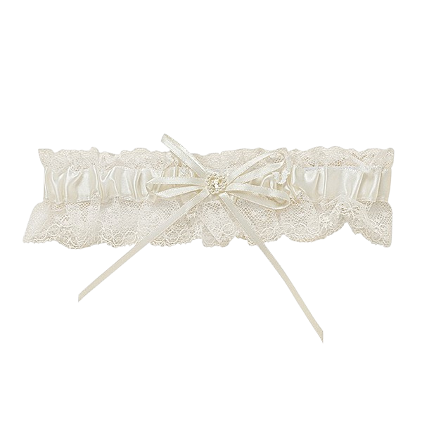 Satin & Lace with Pearl Heart & Diamante Garter - Image 2