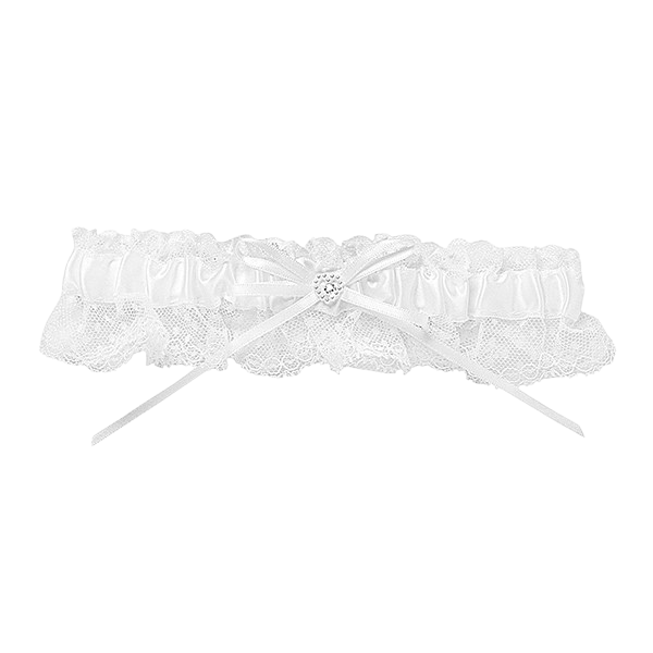 Satin & Lace with Pearl Heart & Diamante Garter - Image 3