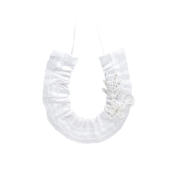 Satin Horseshoe with Lace Flowers & Silver Beaded Leaf - Image 3