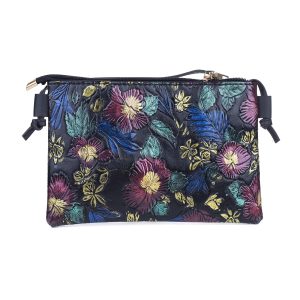 Teal & Black Embossed Floral Crossbody/Shoulder Bag