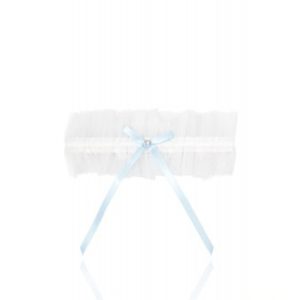 Garter – Soft Tulle with Blue Bow