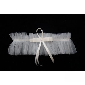 Garter – Soft Tulle with Ivory Bow