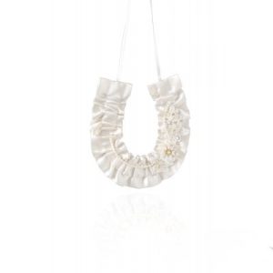 Horseshoe – Ivory Satin and Flower Lace Trim