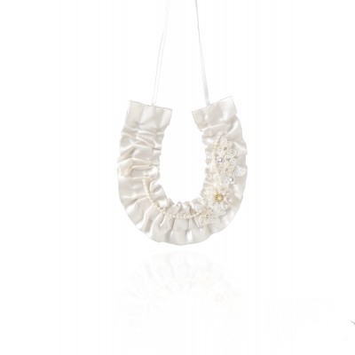 Horseshoe - Ivory Satin and Flower Lace Trim