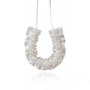 Horseshoe – Ivory Satin and Tulle with Pearls